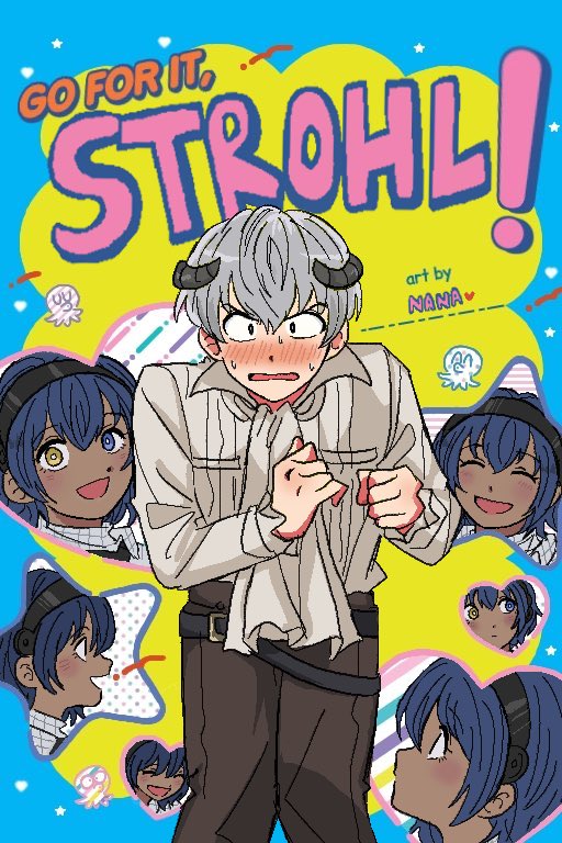 2boys, arms_up, artist_name, ascot, belt, black_belt, blue_hair, blush