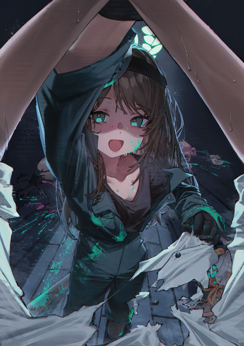 1boy, 1girl, absurdres, airi_(blue_archive), airi_(halloween)_(blue_archive), betanonbeet, black_jacket, black_jumpsuit