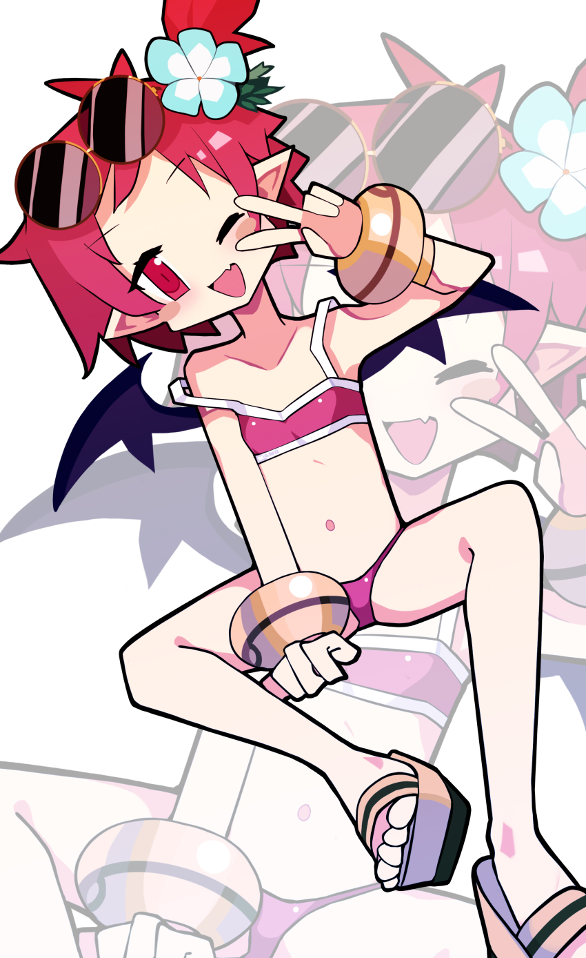 1girl, absurdres, bikini, blush, bracelet, disgaea, disgaea_2, fang