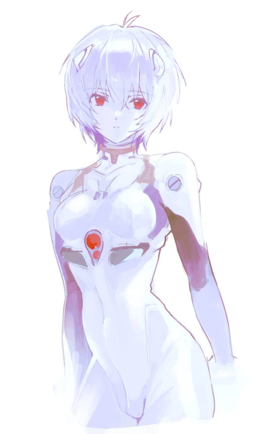 1girl, ayanami_rei, blue_hair, bodysuit, deezydays, hairpods, highres, looking_at_viewer