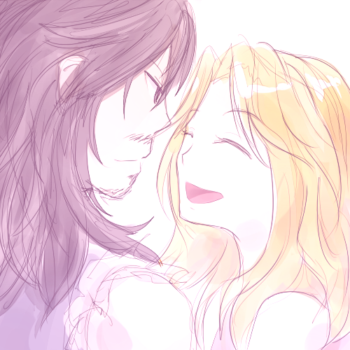 1girl, black_hair, blonde_hair, chuiceturdz, closed_eyes, facial_hair, gaol, kid_icarus