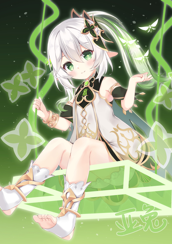 1girl, bare_shoulders, bloomers, blush, chinese_commentary, closed_mouth, commentary, detached_sleeves