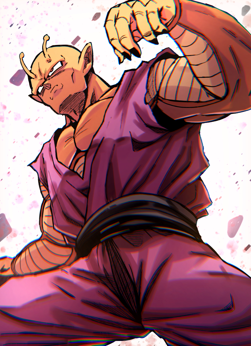 1boy, absurdres, alien, antennae, black_nails, black_sash, chiro_illust, closed_mouth