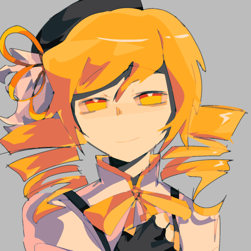 1girl, beret, black_gloves, black_hat, blonde_hair, bow, bowtie, closed_mouth