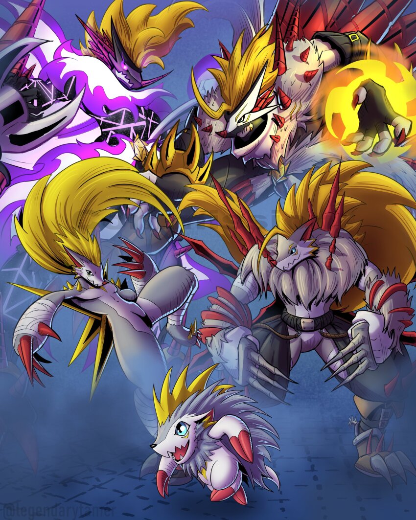 absurdres, claws, digimon, evolutionary_line, filmon, herissmon, highres, pukamon