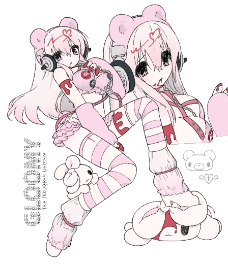 1girl, animal_ears, animal_hands, bear_ears, blood, blood_on_clothes, boots, breasts