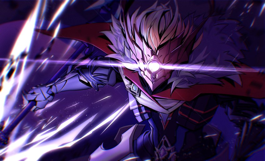 1boy, alternate_form, black_jacket, cape, collared_jacket, commentary_request, electricity, energy