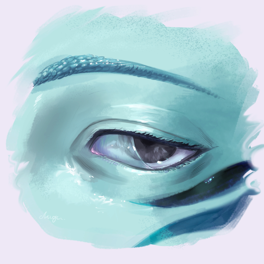 1boy, black_eyes, close-up, commentary_request, eye_focus, fish_boy, floyd_leech, floyd_leech_(eel)