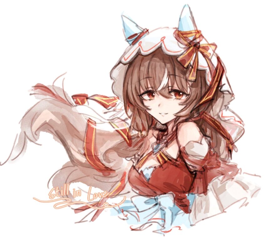 1girl, animal_ears, breasts, brown_eyes, brown_hair, character_name, collarbone, commentary