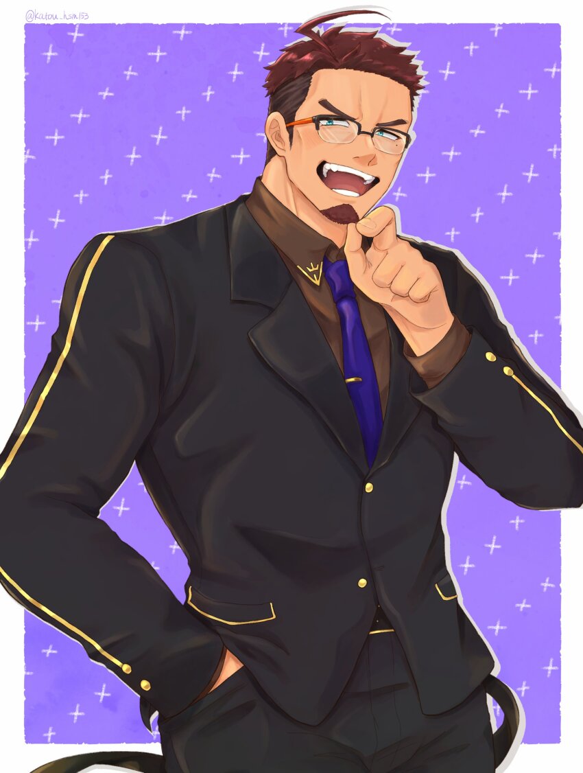 1boy, absurdres, ahoge, black_jacket, black_pants, blue_eyes, blue_necktie, border