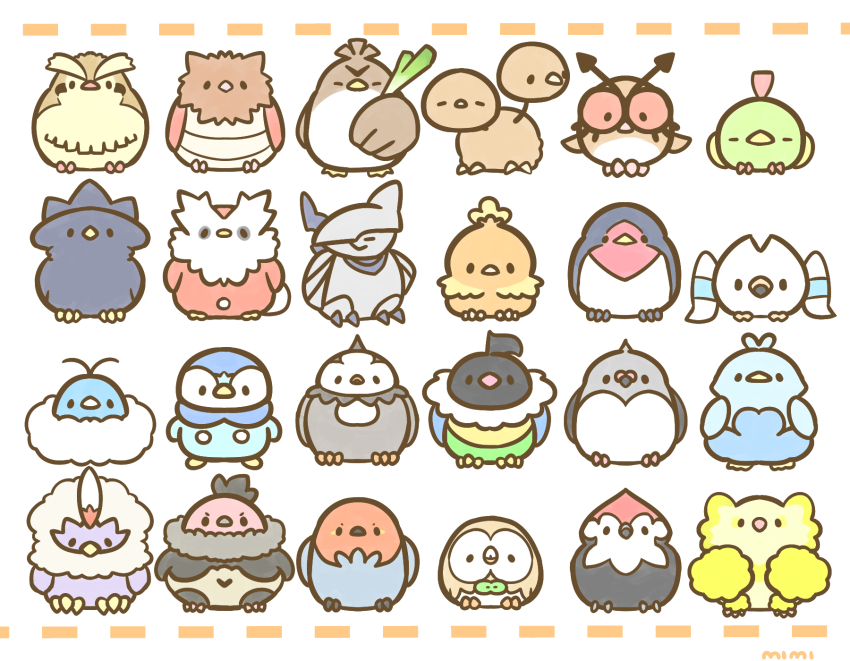 773mimisuke, animal_focus, artist_name, baby_animal, bird, black_eyes, bow, bowtie