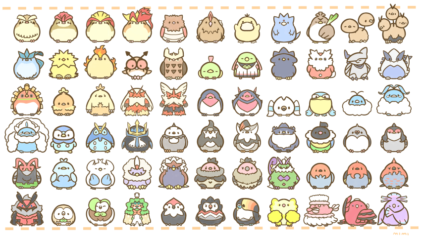 773mimisuke, absurdres, altaria, animal_focus, articuno, artist_name, baby_animal, bird