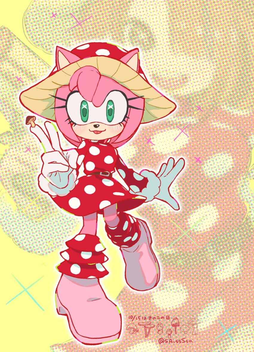 1girl, :3, alternate_costume, amy_rose, animal_ears, animal_nose, blush, boku_no_hero_academia