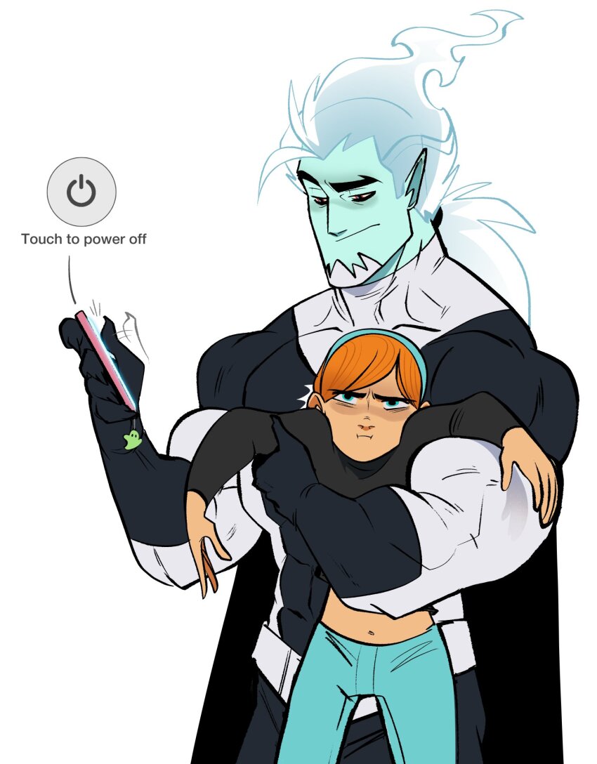 1boy, 1girl, angry, aqua_eyes, aqua_headband, aqua_pants, biceps, black_bodysuit