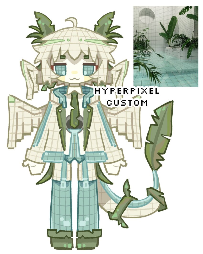 1other, :3, ahoge, backrooms_(creepypasta), blue_thighhighs, closed_mouth, colored_skin, dream_pool