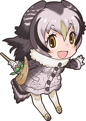 1girl, artist_request, bird_girl, bird_tail, brown_hair, coat, forest_owlet_(kemono_friends), gloves