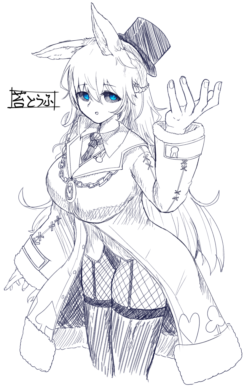 1girl, absurdres, black_hat, black_necktie, black_sclera, blue_eyes, blush, braid