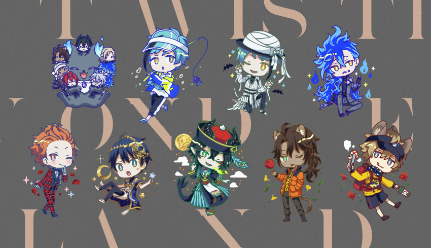 6+boys, absurdres, ace_trappola, ace_trappola_(suitor_suit), animal_ears, ashnnk, azul_ashengrotto, black_hair