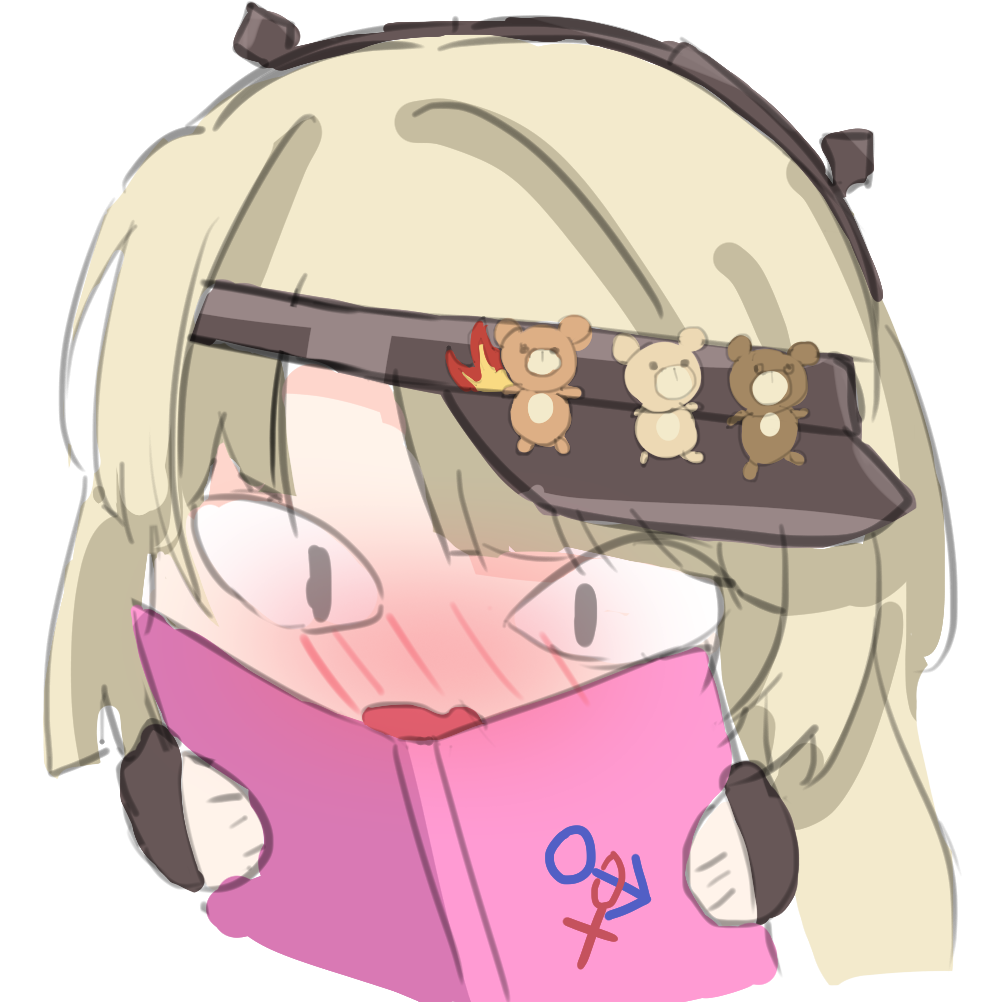 1girl, :o, arcadeshoujo, bear_hat_ornament, blonde_hair, blush, book, constricted_pupils, girls'_frontline, girls'_frontline_neural_cloud, hands_up, holding, holding_book, manga_(object), shale_(neural_cloud), solo, visor_cap