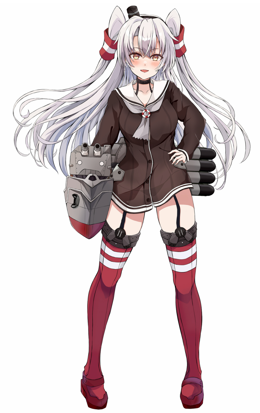 1girl, amatsukaze_(kancolle), black_choker, brown_dress, brown_eyes, choker, dairyo3, dress