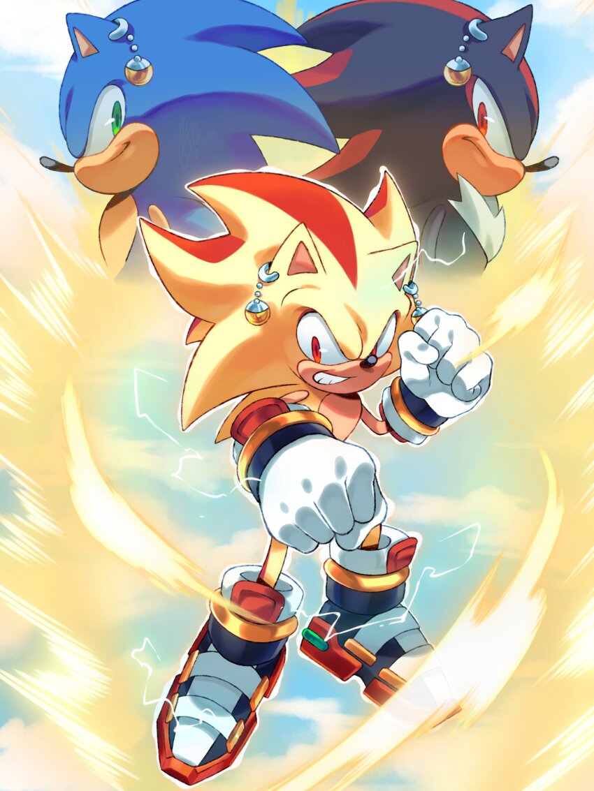 3boys, absurdres, aura, black_fur, blue_fur, clenched_hands, dragon_ball, dragonball_z