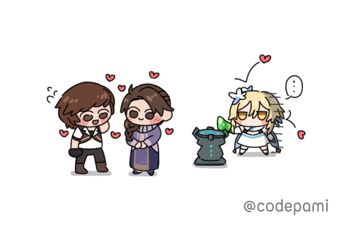 1boy, 2girls, alchemy, arm_at_side, black_gloves, black_pants, blonde_hair, blue_trim