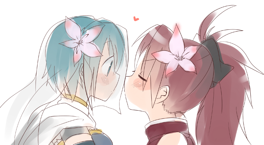 10s, 2girls, araragi_ayune, bare_shoulders, blue_eyes, blue_hair, blush, bridal_veil