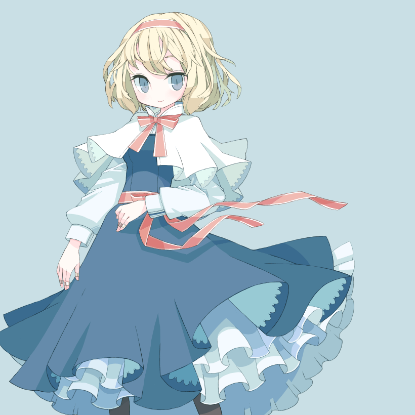 1girl, alice_margatroid, bad_id, bad_pixiv_id, blonde_hair, blue_eyes, blush, capelet