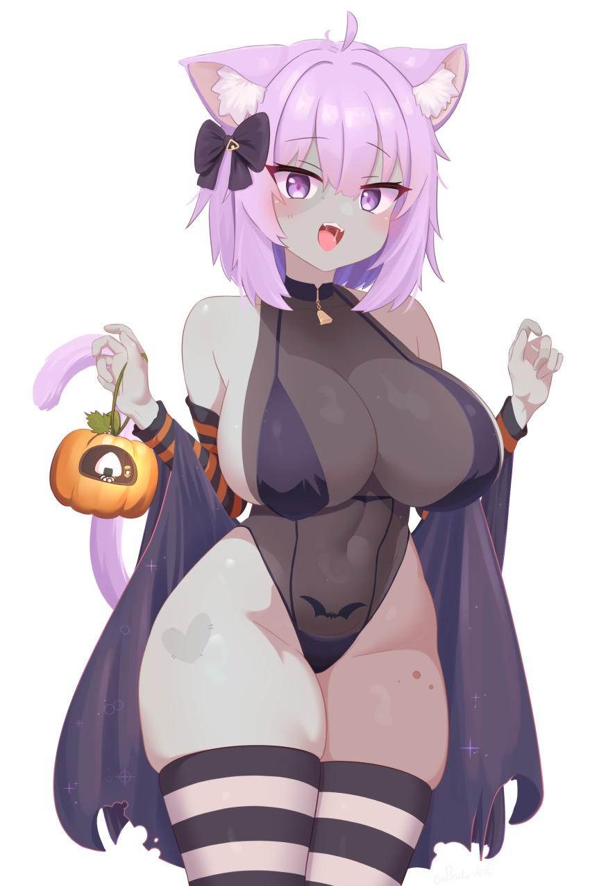 1girl, absurdres, animal_ear_fluff, animal_ears, bat_(animal), bat_tattoo, bikini, black_bikini