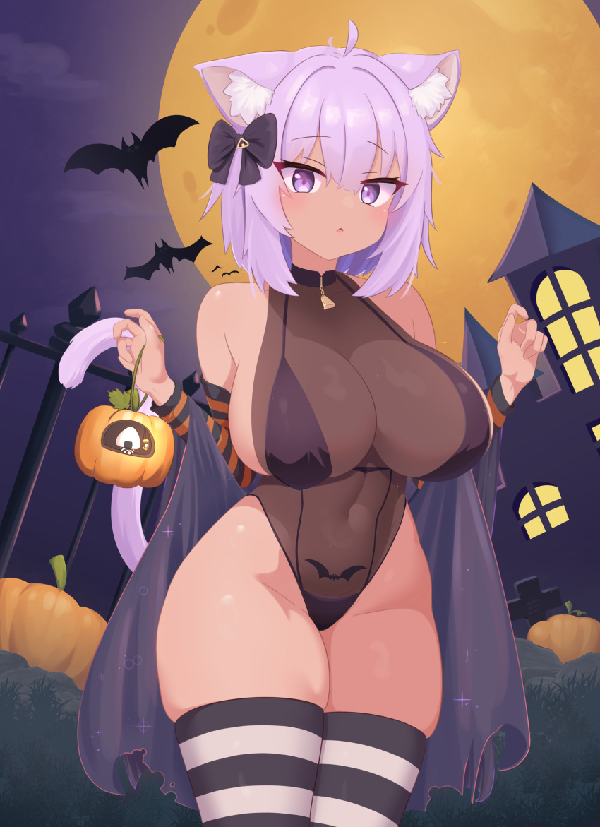 1girl, absurdres, animal_ear_fluff, animal_ears, bat_(animal), bat_tattoo, bikini, black_bikini