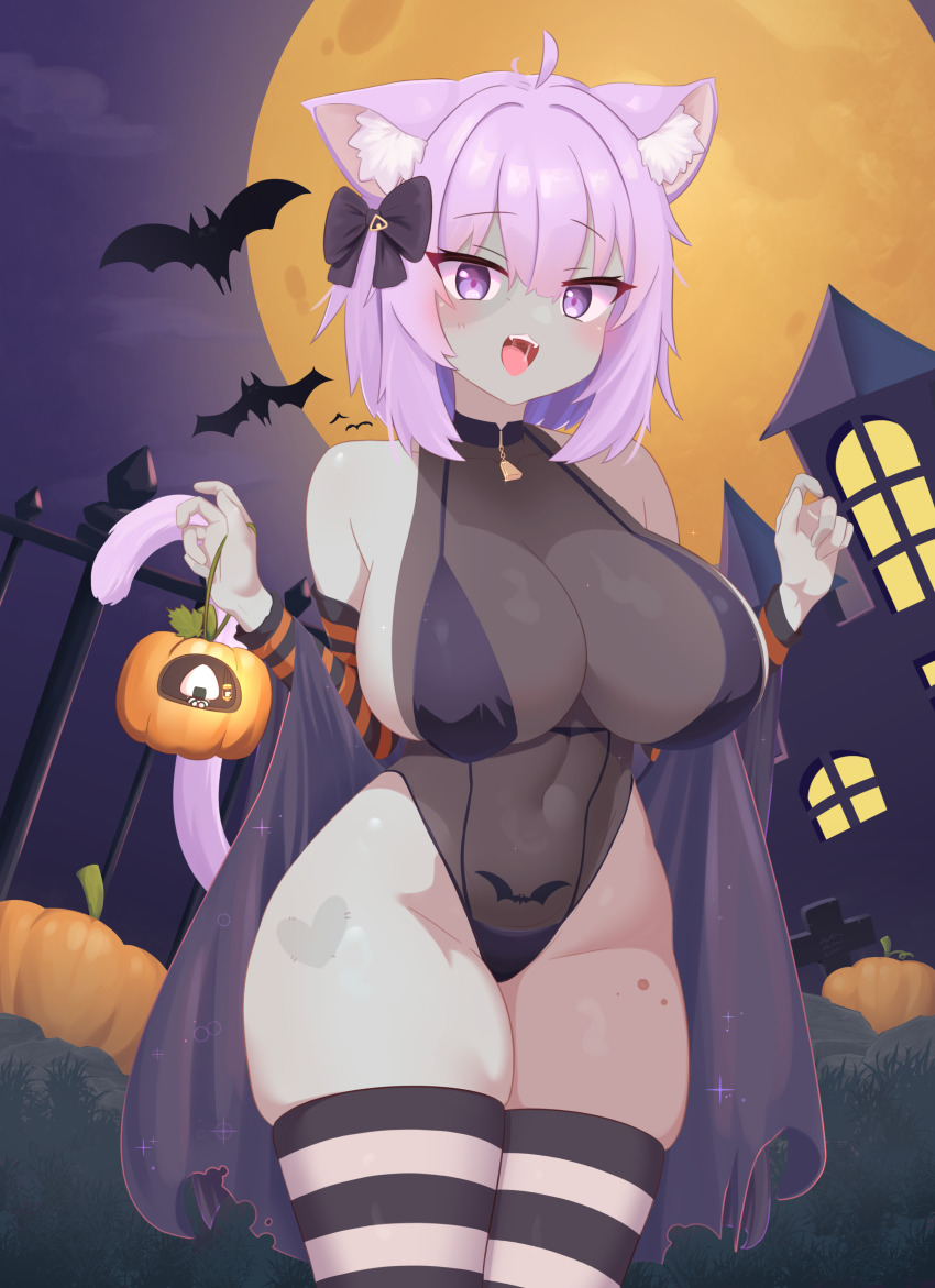 1girl, absurdres, animal_ear_fluff, animal_ears, bat_(animal), bat_tattoo, bikini, black_bikini