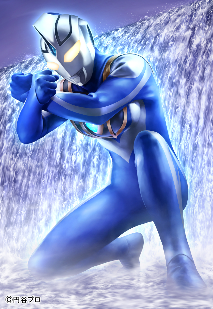 1boy, alien, armor, aura, blue_aura, blue_skin, breastplate, clenched_hands
