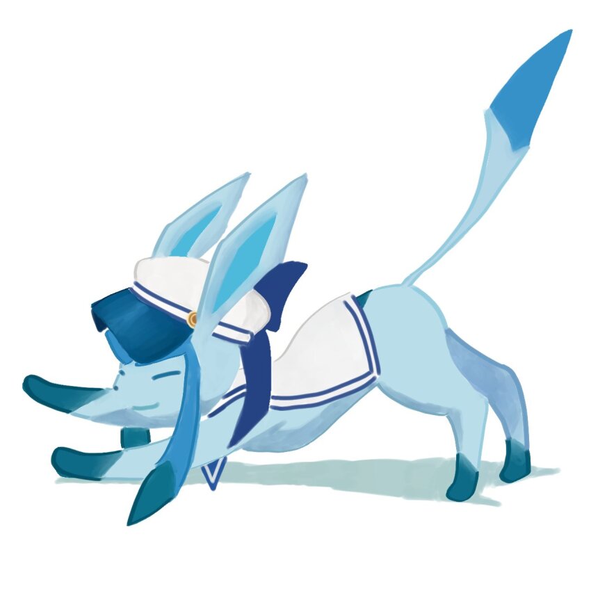 closed_mouth, full_body, gen_4_pokemon, glaceon, glaceon_(summer_sailor), hat, highres, nintendo
