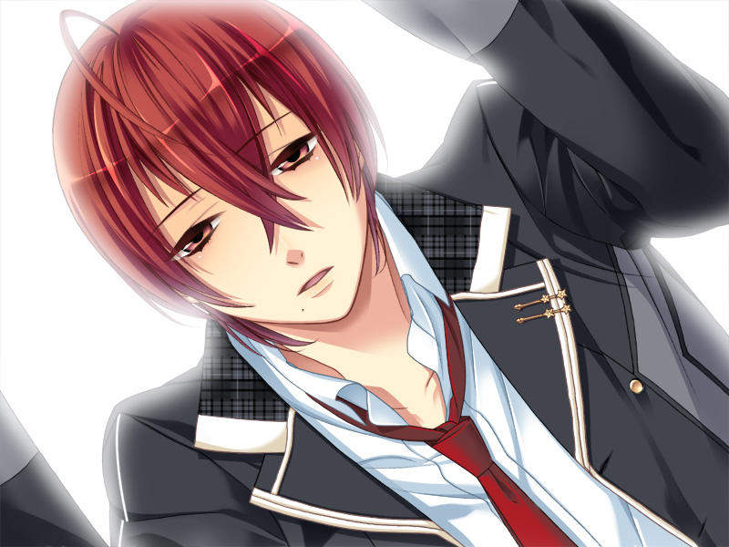 1boy, gakuran, game_cg, jacket, long_sleeves, looking_at_viewer, male_focus, necktie