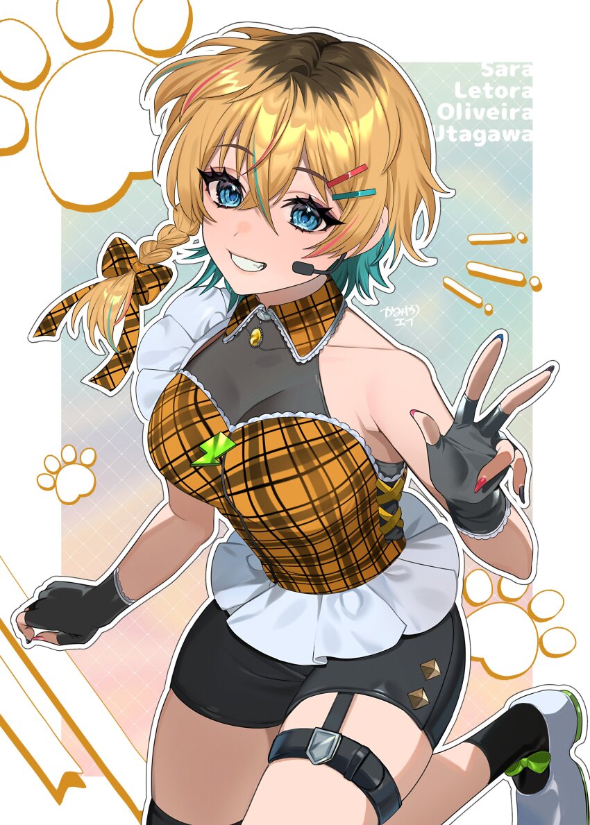 1girl, absurdres, alternate_costume, aqua_hair, arm_at_side, asymmetrical_clothes, asymmetrical_hair, bare_arms