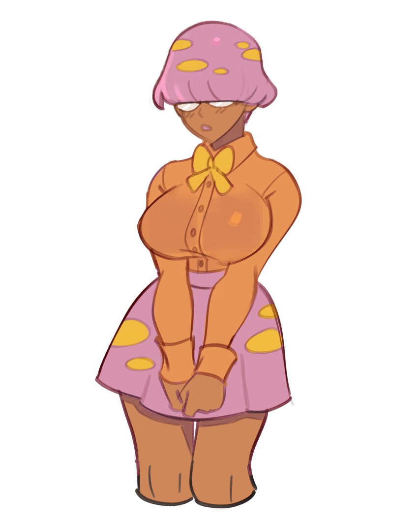 1girl, absurdres, blonde_hair, bow, bowl_cut, bowtie, breasts, collared_shirt