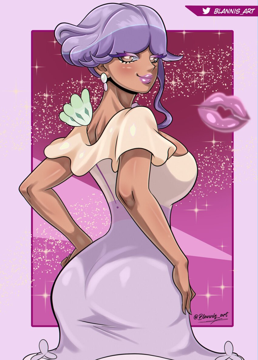 1girl, absurdres, artist_name, ass, ass_focus, blannis, blush, breasts