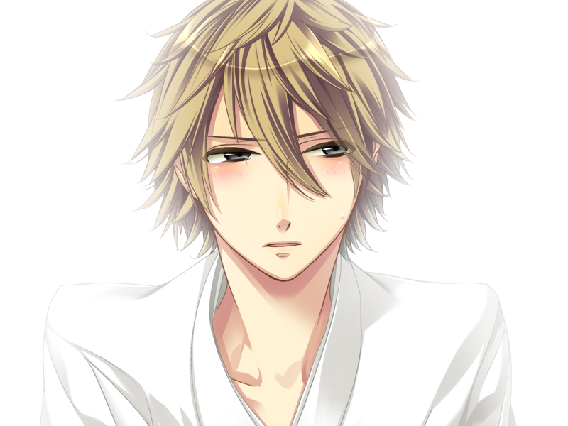 1boy, black_eyes, blonde_hair, game_cg, hair_between_eyes, looking_away, looking_to_the_side, male_focus