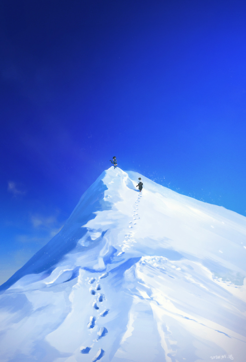 2boys, armor, black_pants, blue_armor, blue_sky, commentary_request, couple, dragon_ball