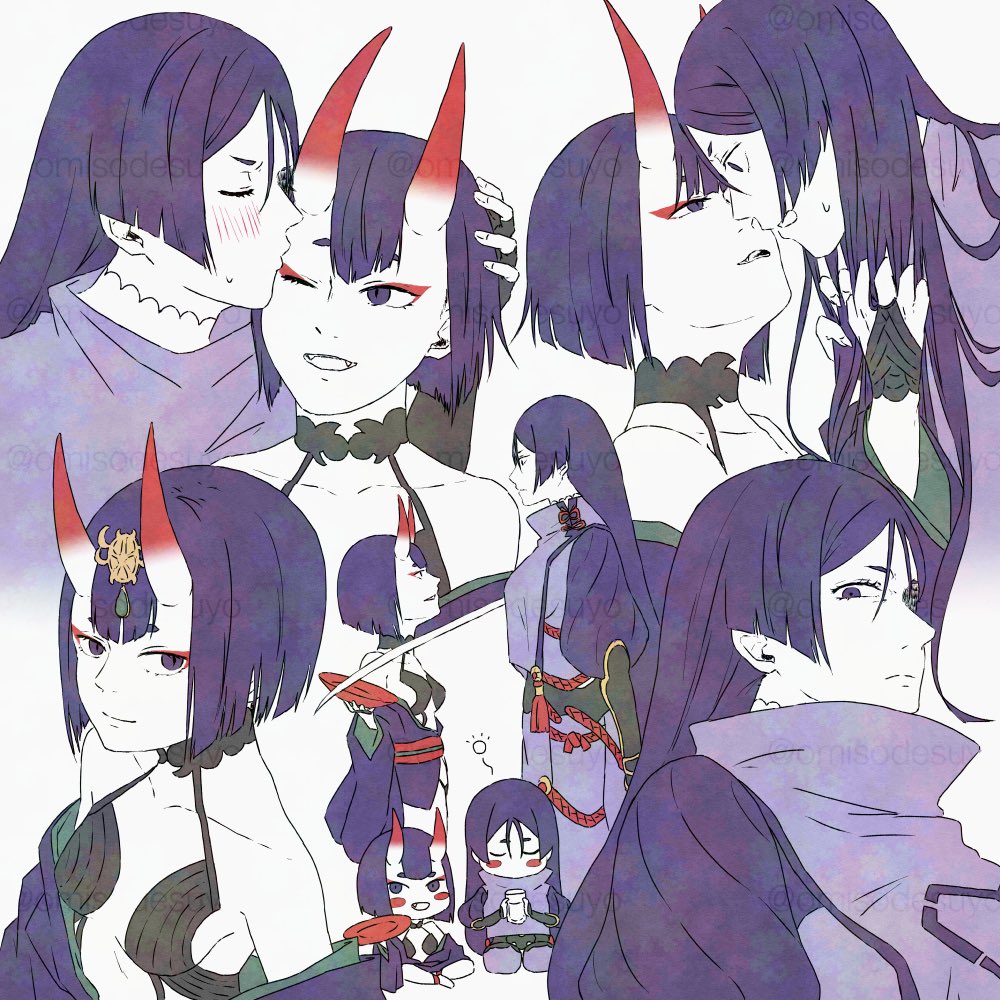 2girls, armor, artist_name, blush, bob_cut, bodysuit, breasts, cup