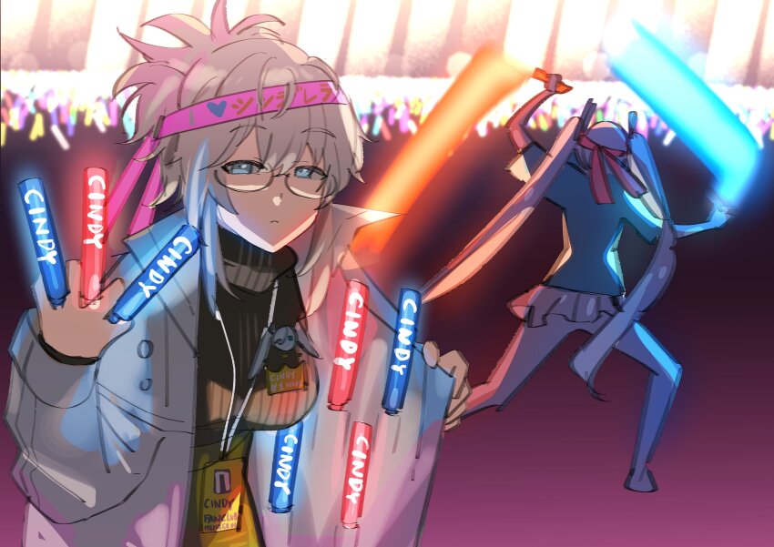 2girls, abe_(nikke), absurdres, audience, bandana, blonde_hair, cinderella_(nikke), crowd