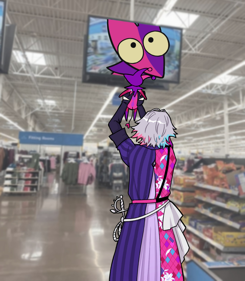 1boy, arms_up, bettelion_(gavis_bettel), black_gloves, blue_hair, camera, coat, colored_sclera