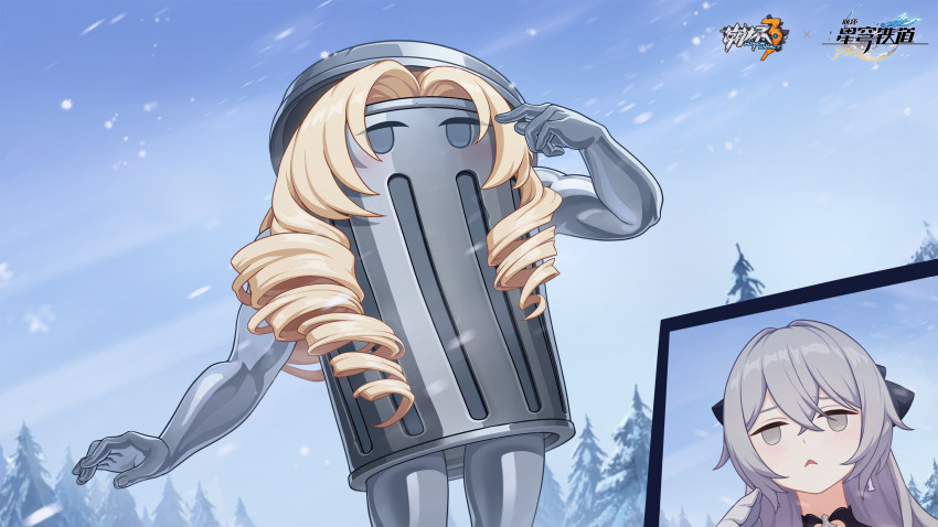 1girl, :<, blonde_hair, bronya_zaychik, bronya_zaychik_(silverwing:_n-ex), chinese_commentary, cocolia_(honkai_impact), commentary_request