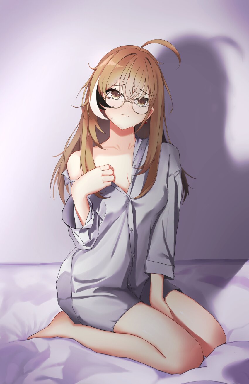 1girl, absurdres, ahoge, black_hair, breasts, brown_eyes, brown_hair, commentary_request