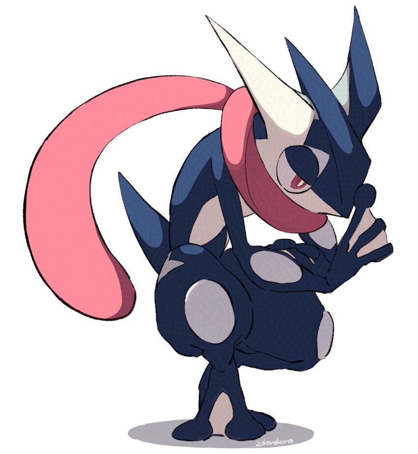 full_body, gen_6_pokemon, greninja, half-closed_eyes, highres, korosliszt, nintendo, no_humans