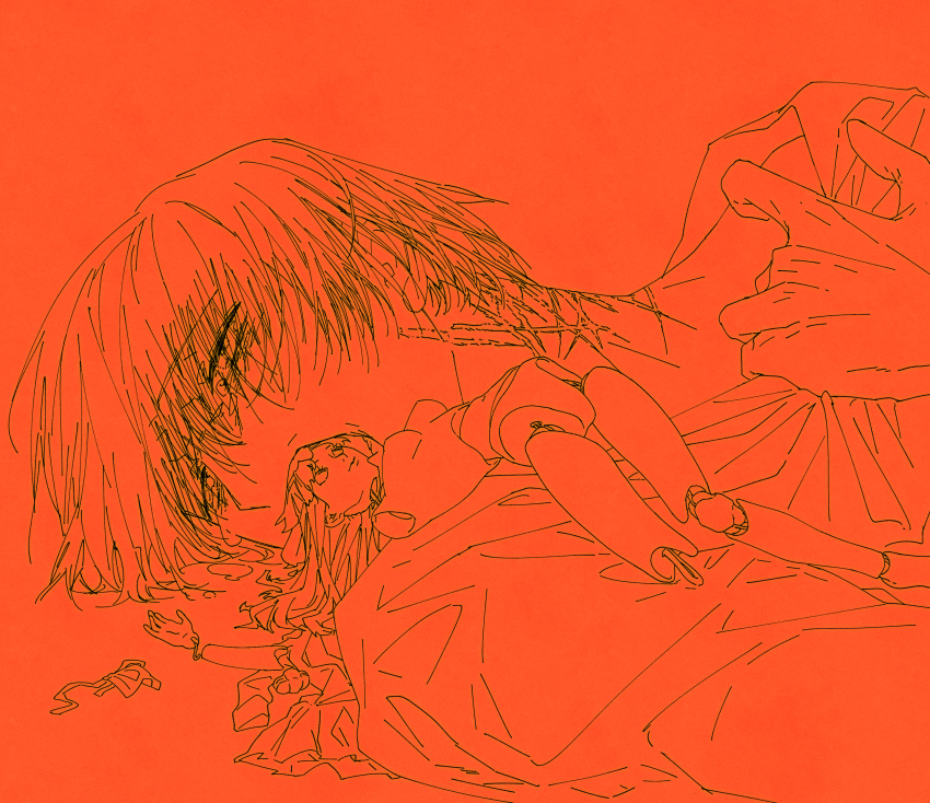 1boy, absurdres, bags_under_eyes, broken_doll, character_doll, chinese_commentary, clutching_clothes, commentary_request