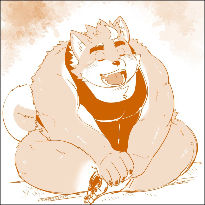 1boy, ahoge, animal_ear_fluff, animal_ears, belly, black_one-piece_swimsuit, blush, claws