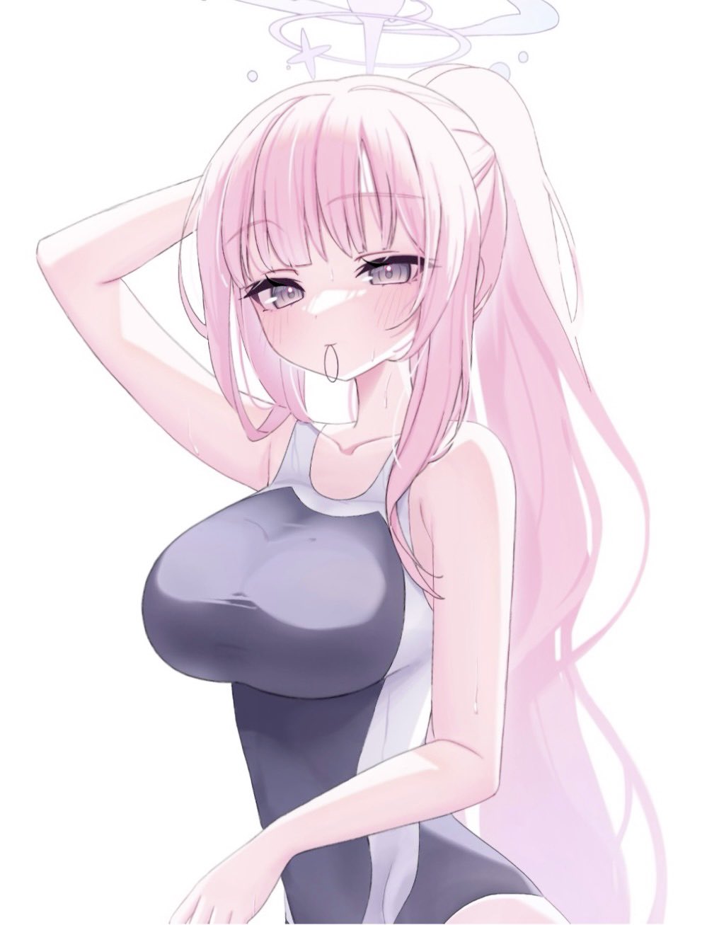 0219_142, 1girl, arm_at_side, arm_up, bare_arms, bare_legs, bare_shoulders, blue_archive