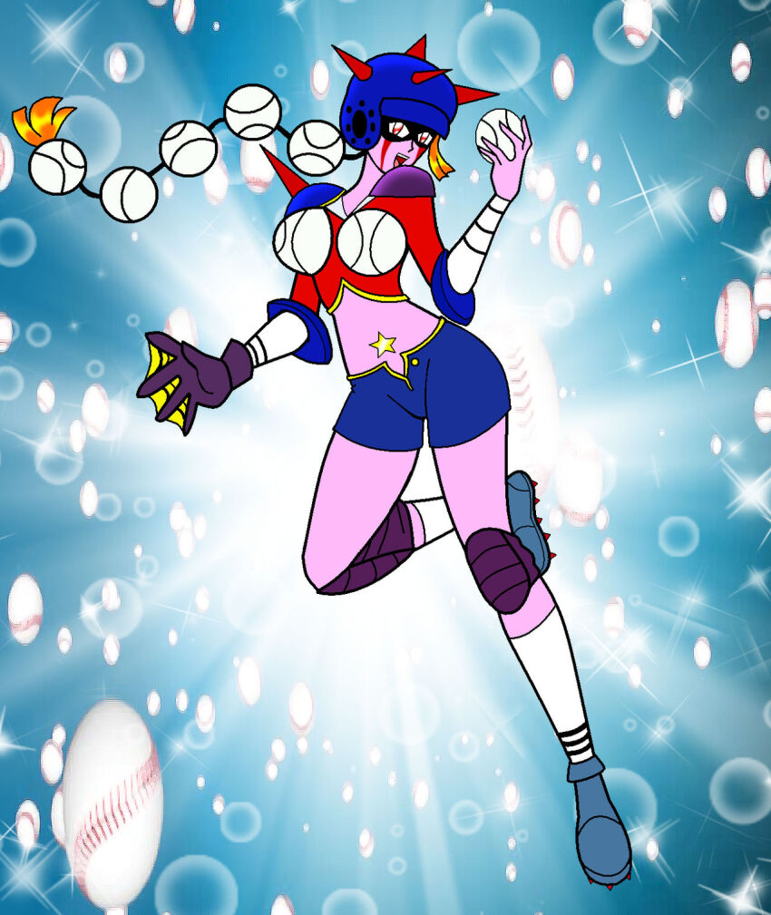 1girl, ball, baseball, baseball_(object), baseball_glove, baseball_helmet, baseball_uniform, bishoujo_senshi_sailor_moon