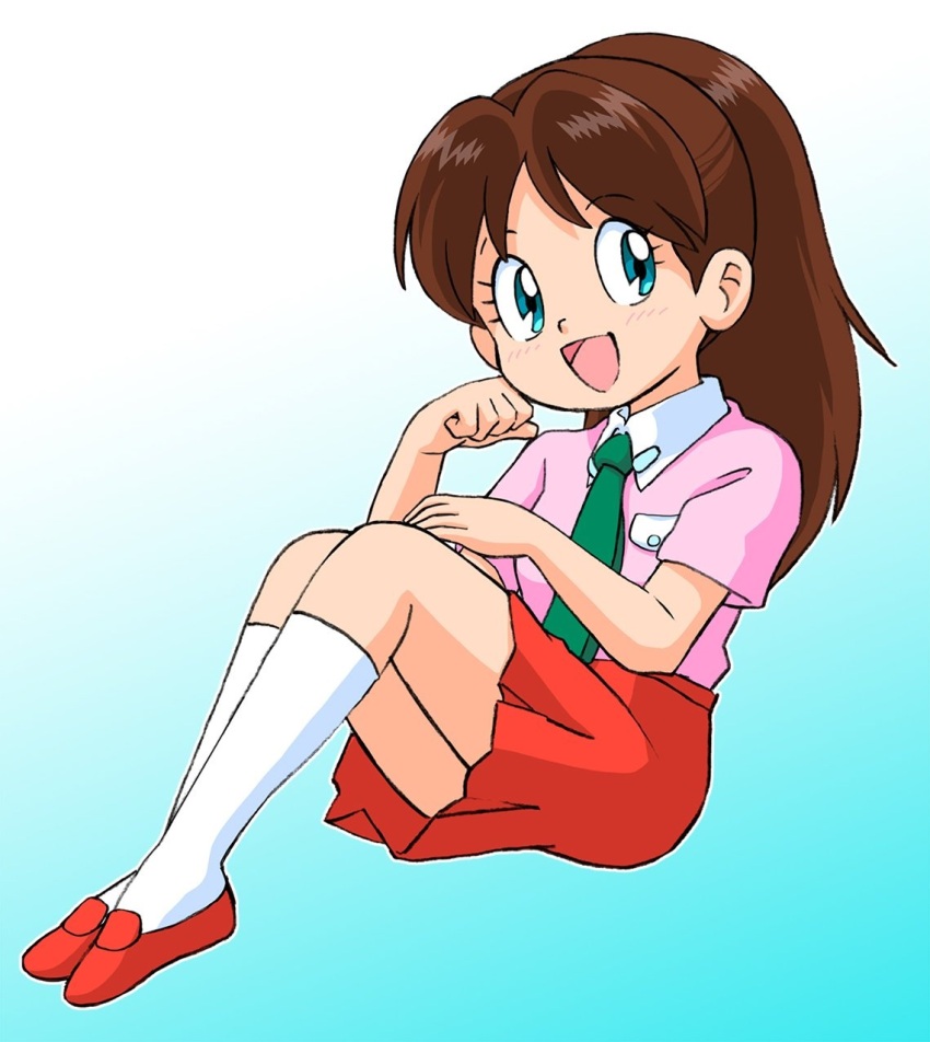 brown_hair, child, genji_tsuushin_agedama, heike_ibuki, highres, legs, necktie, official_art